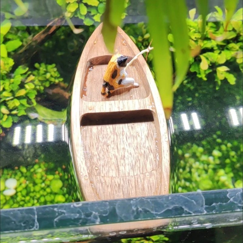 Handmade Wooden Boat Mini Floa - Aquarium Fish Tank 评论和价格